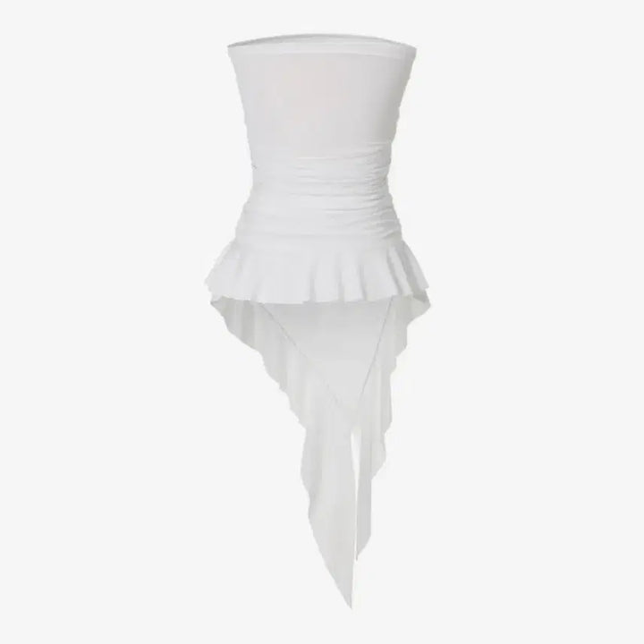 [BUNJANG] Khaki Point Layered Tube Top White / 카키포인트 레이어드 튜브탑 화이트