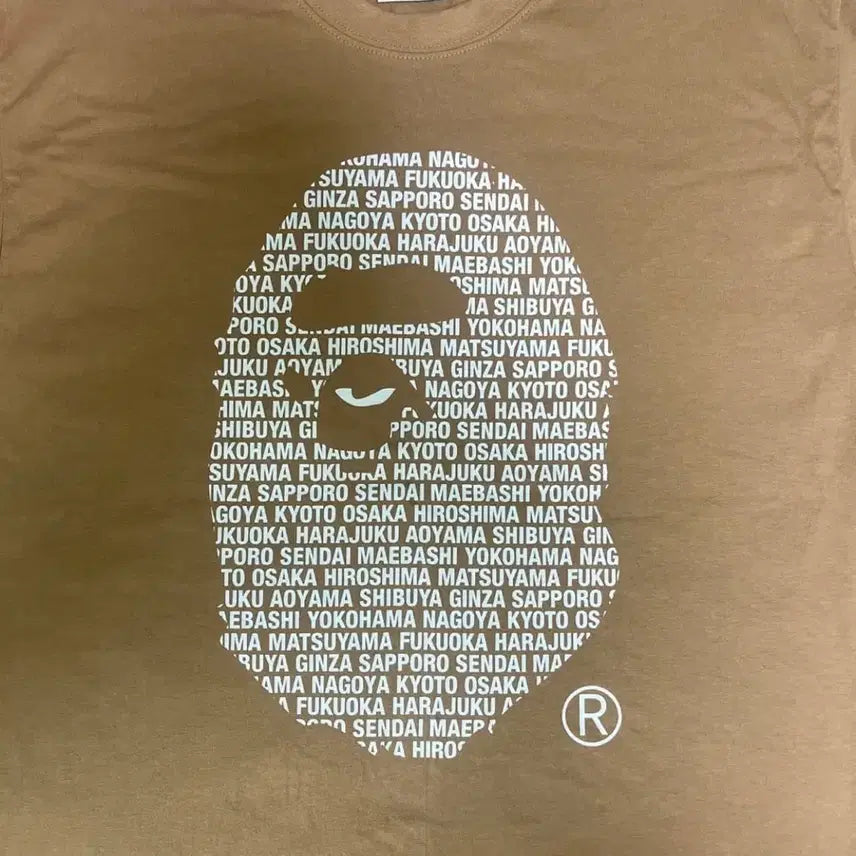 [BUNJANG] Bape Japan City Ape Head T-Shirt Beige / Bape 재팬시티 에이프 헤드 티셔츠 베이지