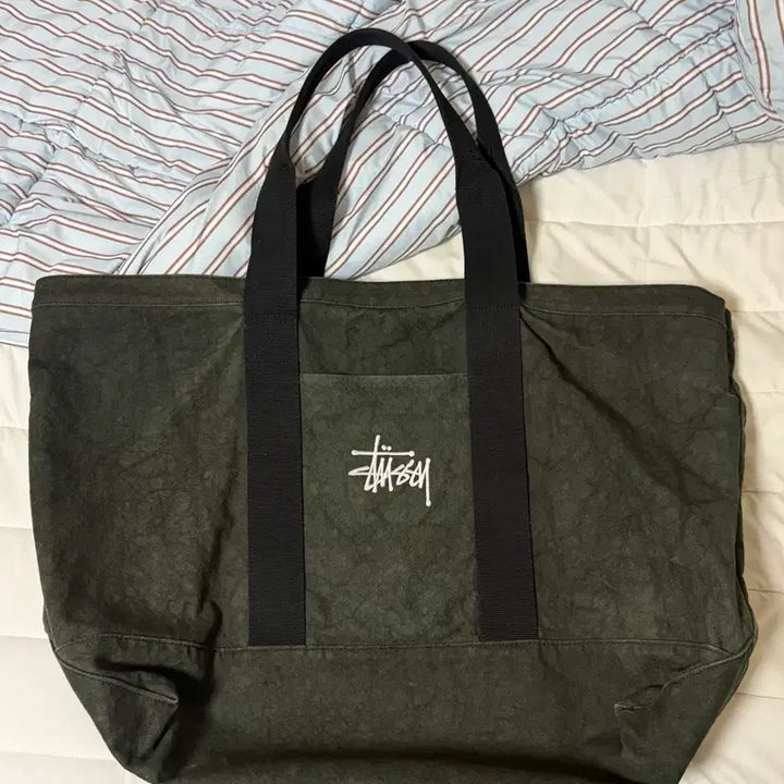 [BUNJANG] Stussy Canvas Extra Large Tote Bag Washed Black / 스투시 캔버스 엑스트라 라지 토트백 워시드 블랙