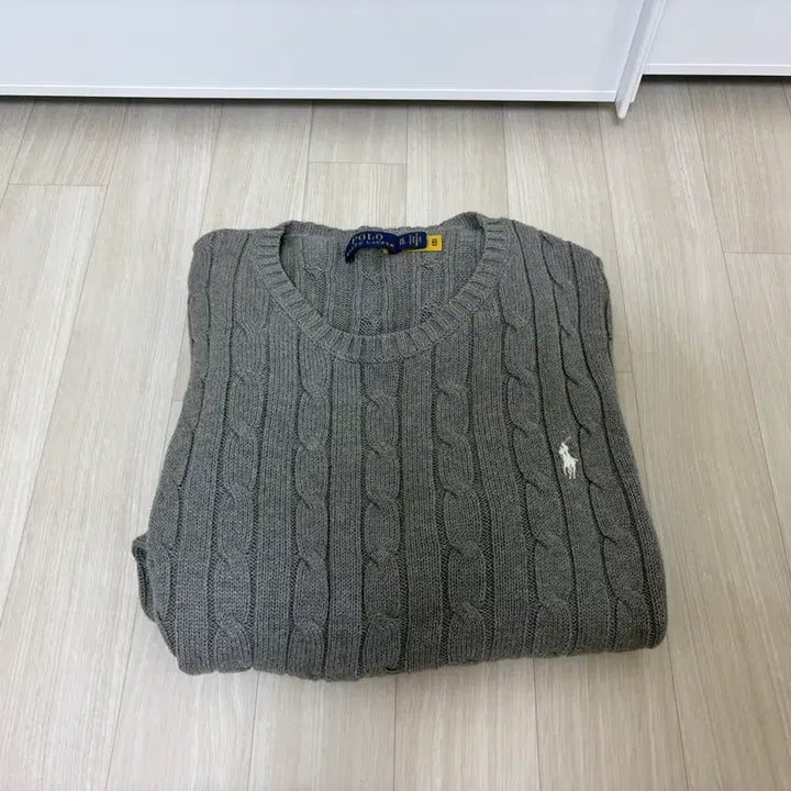 [BUNJANG] Polo Ralph Lauren Cable Knit Sweater Grey XL / 폴로 랄프로렌 꽈베기 니트 그레이 공용 XL