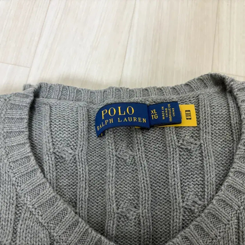 [BUNJANG] Polo Ralph Lauren Cable Knit Sweater Grey XL / 폴로 랄프로렌 꽈베기 니트 그레이 공용 XL