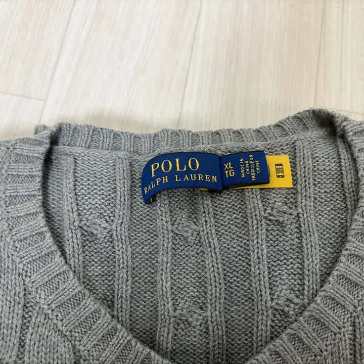 [BUNJANG] Polo Ralph Lauren Cable Knit Sweater Grey XL / 폴로 랄프로렌 꽈베기 니트 그레이 공용 XL