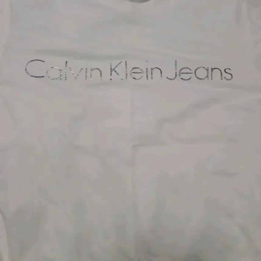 [BUNJANG] Calvin Klein White T-Shirt with Silver Logo / 캘빈클라인 반팔