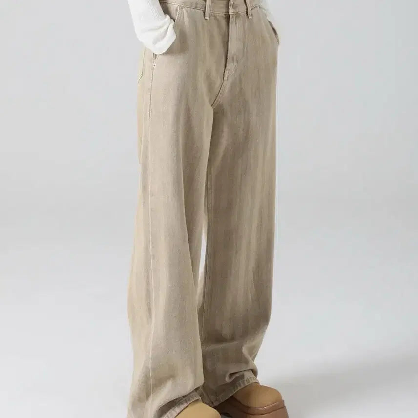 [BUNJANG] Urban Dress Herringbone Wide Pants Beige / 어반드레스 헤링본 와이드팬츠 베이지