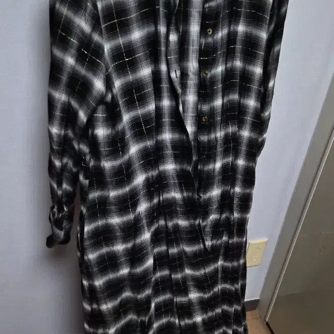 [BUNJANG] Zara Black Check Long Shirt Dress / 자라 블랙 체크 롱 셔츠 원피스