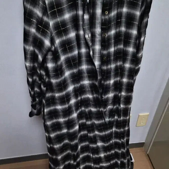 [BUNJANG] Zara Black Check Long Shirt Dress / 자라 블랙 체크 롱 셔츠 원피스
