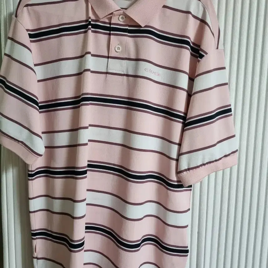 [BUNJANG] Eider Stripe Short Sleeve Polo T-Shirt / 아이더 스트라이프 반팔 카라티 핑크 /화이트/블랙