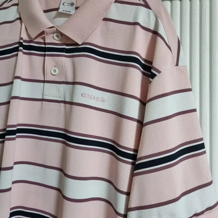[BUNJANG] Eider Stripe Short Sleeve Polo T-Shirt / 아이더 스트라이프 반팔 카라티 핑크 /화이트/블랙