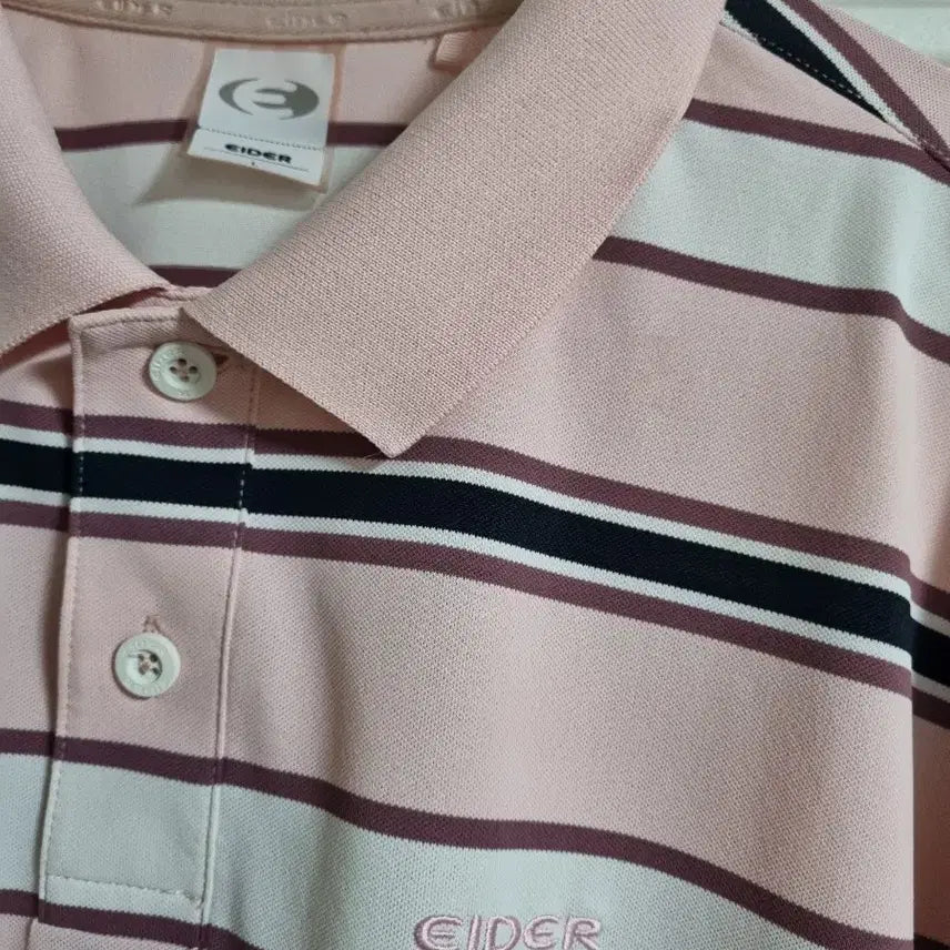 [BUNJANG] Eider Stripe Short Sleeve Polo T-Shirt / 아이더 스트라이프 반팔 카라티 핑크 /화이트/블랙