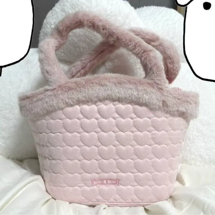[BUNJANG] Samantha Thavasa Pink Heart Tote Bag / 사만다타바사 핑크 하트 털 토트백 갸루 방꾸 고전 빈티지 양산형 로리타