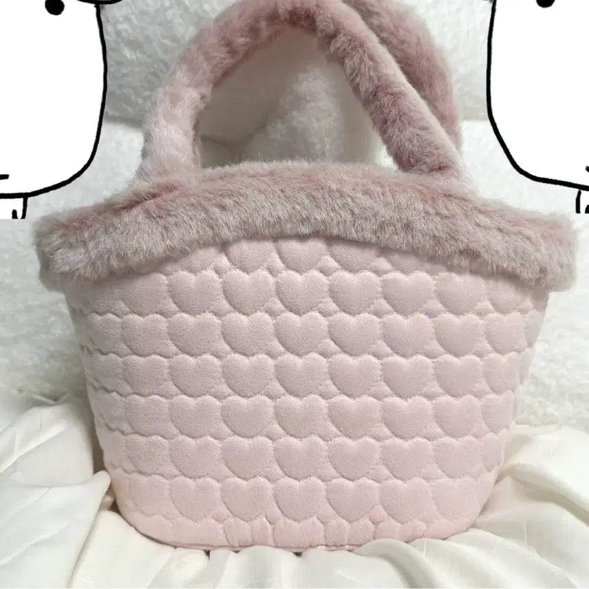 [BUNJANG] Samantha Thavasa Pink Heart Tote Bag / 사만다타바사 핑크 하트 털 토트백 갸루 방꾸 고전 빈티지 양산형 로리타