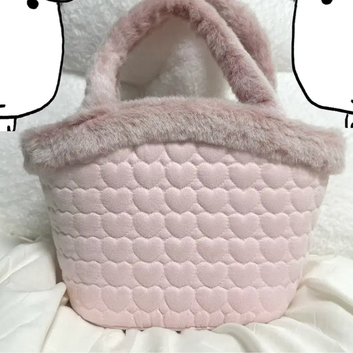 [BUNJANG] Samantha Thavasa Pink Heart Tote Bag / 사만다타바사 핑크 하트 털 토트백 갸루 방꾸 고전 빈티지 양산형 로리타
