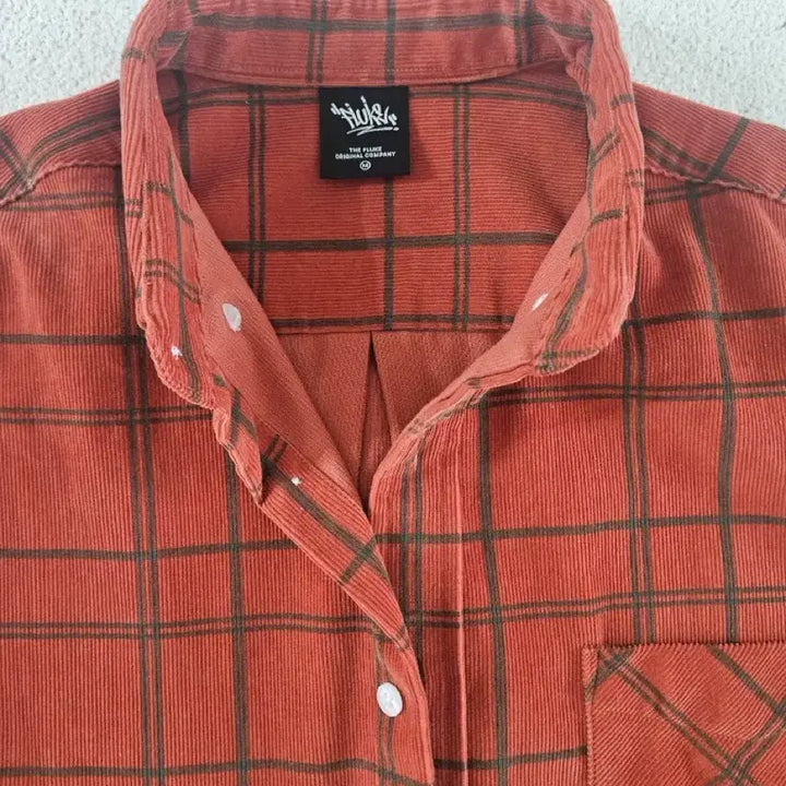 [BUNJANG] Fluke Corduroy Check Shirt Orange M / 플루크 코듀로이 체크 셔츠 오렌지 M