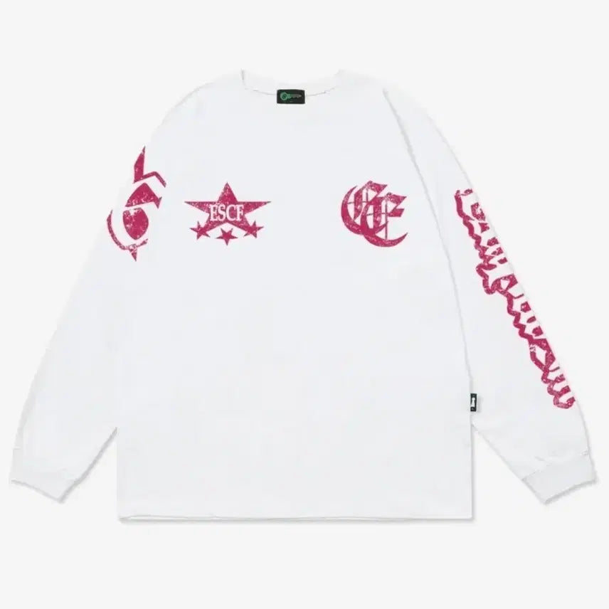 [BUNJANG] White Long Sleeve Shirt with Red Printing / 화이트 롱슬리브 판매