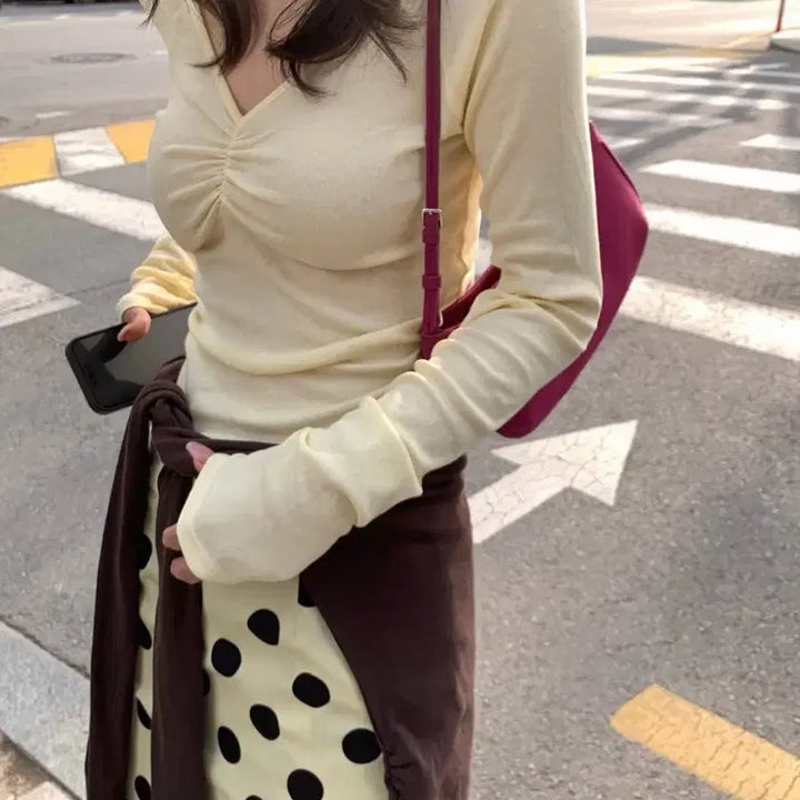[BUNJANG] NONYOU Bloop T-Shirt (Lemon Butter, Choco Brown) / 노니유 Bloop T 티셔츠 (레몬버터, 초코브라운)