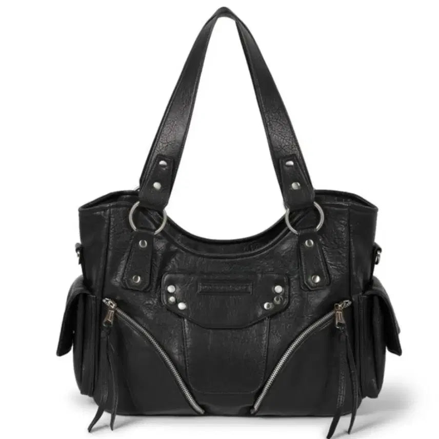 [BUNJANG] Lee Woo Gamas Karas Studded Leather Shoulder Bag Black / 이우가마카라스 스터디드 레더숄더백 블랙