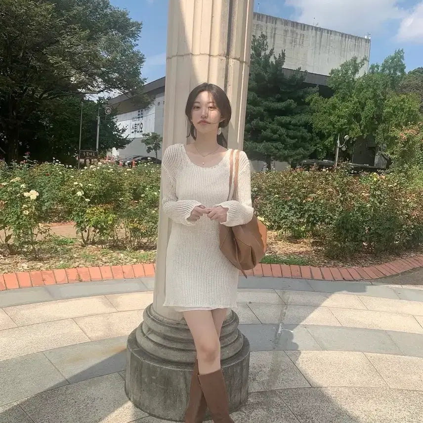 [BUNJANG] Jenio Self-Produced Dreamy Weave Knit Dress Set / 제니오 자체제작 드리미 위브 니트 원피스 세트