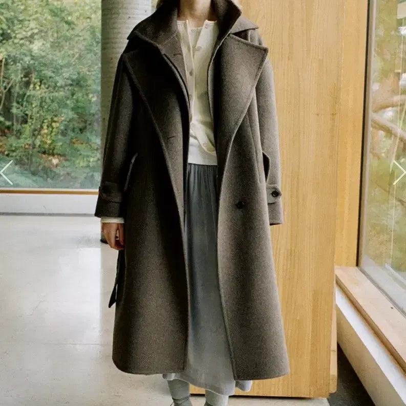 [BUNJANG] Monoha Handmade Double-Layer Neck Wool Coat (Melange Brown) / monoha handmade double-layer neck wool