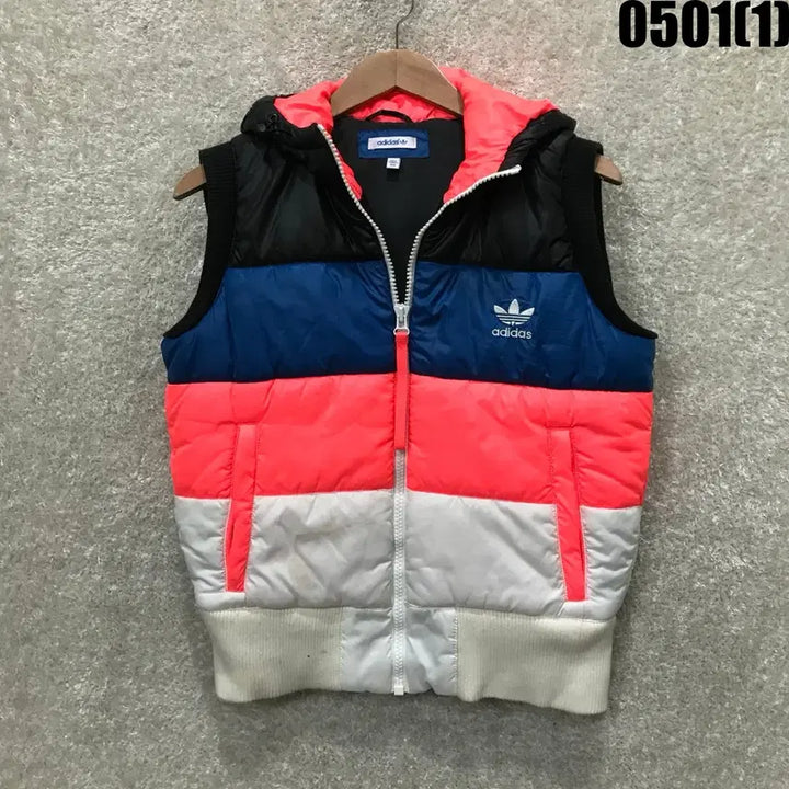[BUNJANG] Adidas Color Block Hooded Padded Vest L / 아디다스 컬러 블록 후드 패딩 조끼 L