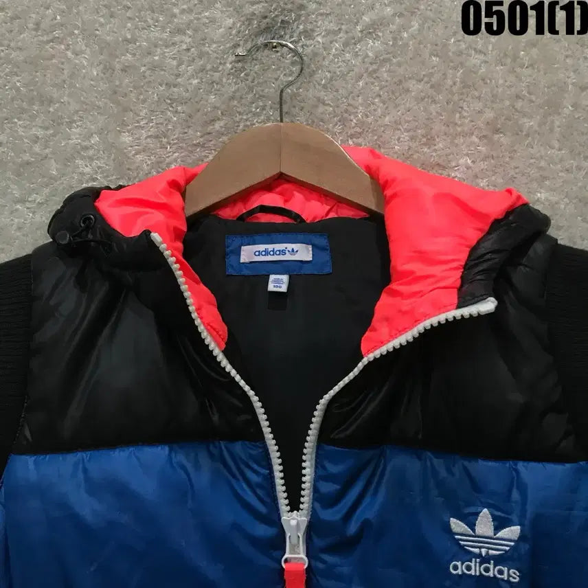 [BUNJANG] Adidas Color Block Hooded Padded Vest L / 아디다스 컬러 블록 후드 패딩 조끼 L
