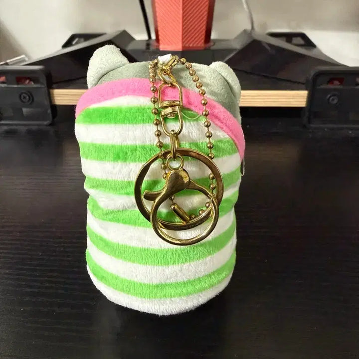 [BUNJANG] Green Striped Cat Plush Keychain Mascot / 초록 줄무늬 고양이 인형 키링 마스코트 (상태 상세 확인)