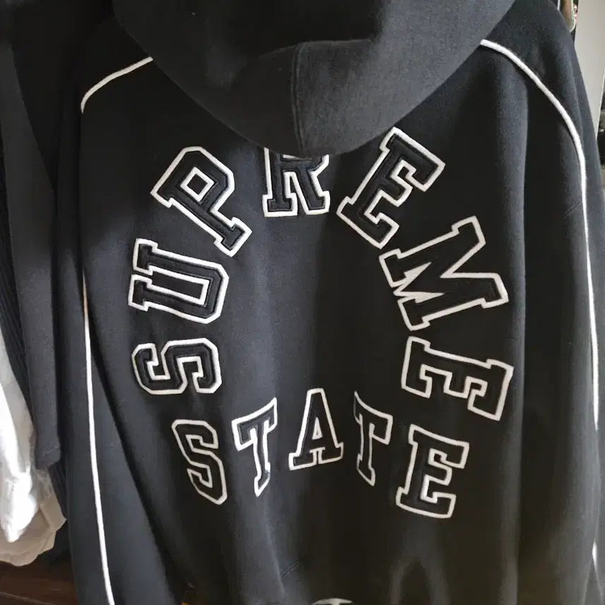 [BUNJANG] Supreme State Hooded Zip-Up Black / 슈프림 스테이트 후드 집업 블랙