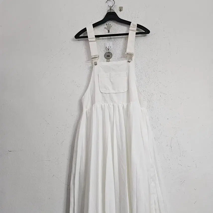 [BUNJANG] White Long Strap Dress / 화이트 롱 멜빵 원피스