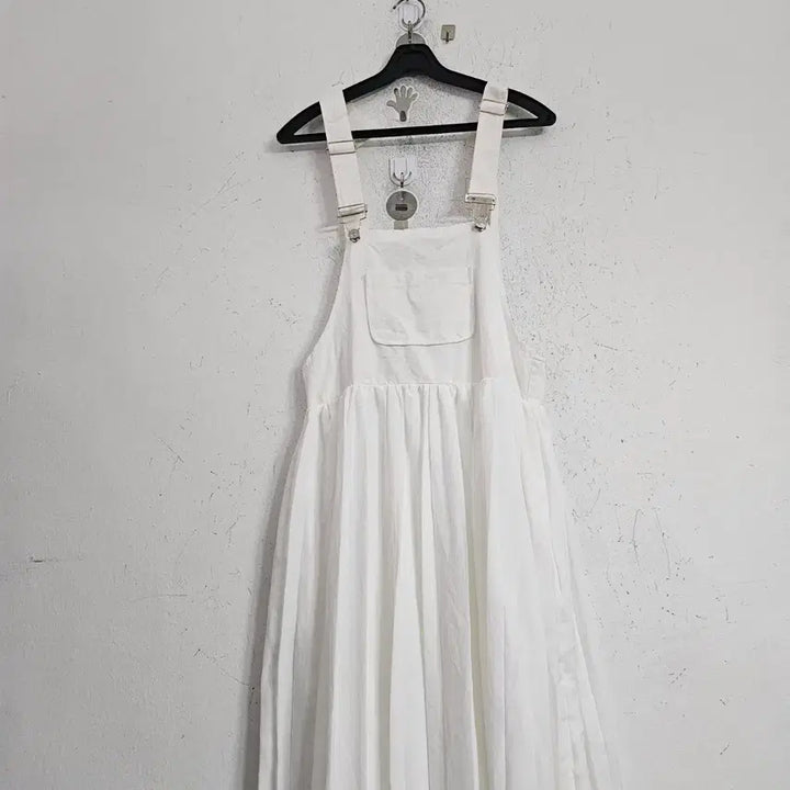 [BUNJANG] White Long Strap Dress / 화이트 롱 멜빵 원피스