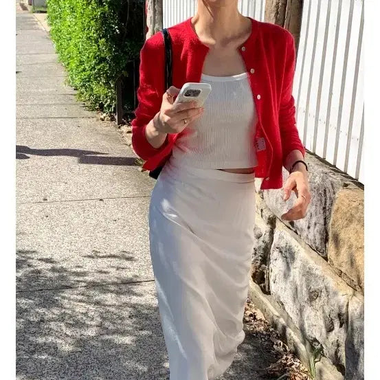 [BUNJANG] Cremme Alpaca Red Cardigan / 크렘므 알파카 레드 가디건
