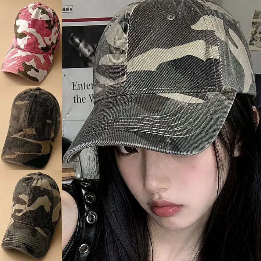 [BUNJANG] Unisex Military Camouflage Baseball Cap / 남녀공용 밀리터리 카모플라주 볼캡 Y2K 모자 남자모자 여자모자 야구모자