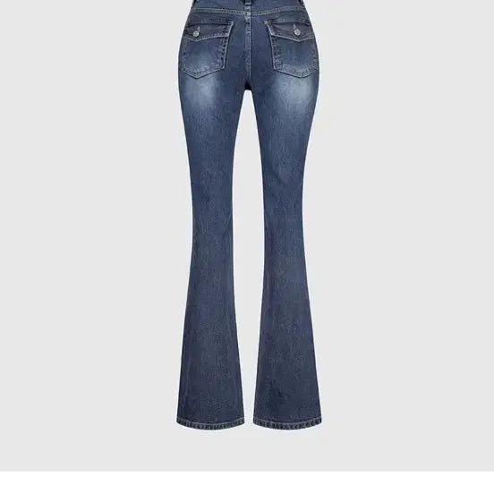 [BUNJANG] Gooze Pocket Button Bootcut Jeans (Dark Blue, L) / 구즈 포켓버튼 부츠컷. 진청L