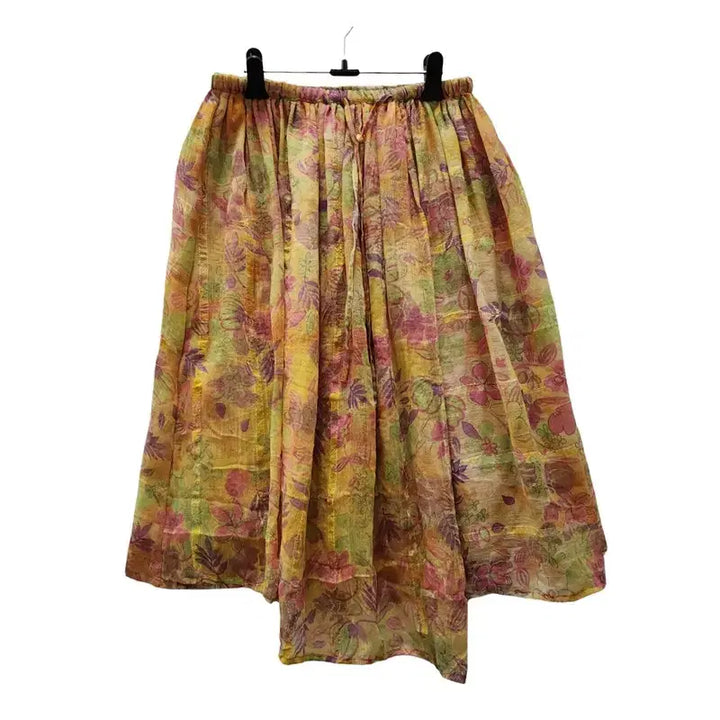 [BUNJANG] Vintage Retro Flower Avant-garde Yellow Skirt / 빈티지 레트로플라워 아방가르드 옐로우 스커트