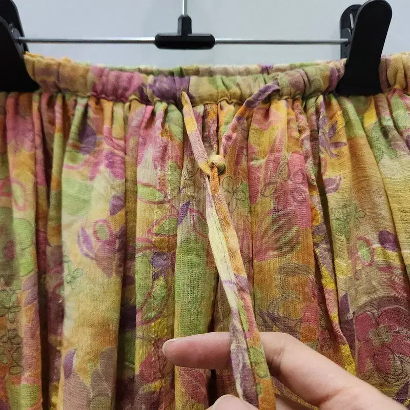 [BUNJANG] Vintage Retro Flower Avant-garde Yellow Skirt / 빈티지 레트로플라워 아방가르드 옐로우 스커트