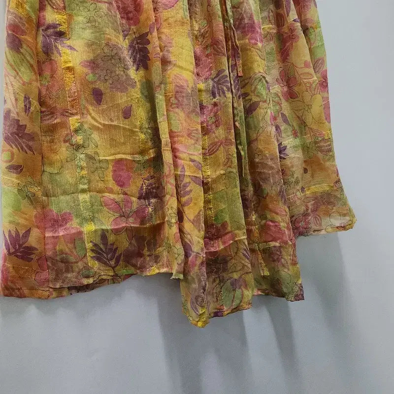 [BUNJANG] Vintage Retro Flower Avant-garde Yellow Skirt / 빈티지 레트로플라워 아방가르드 옐로우 스커트