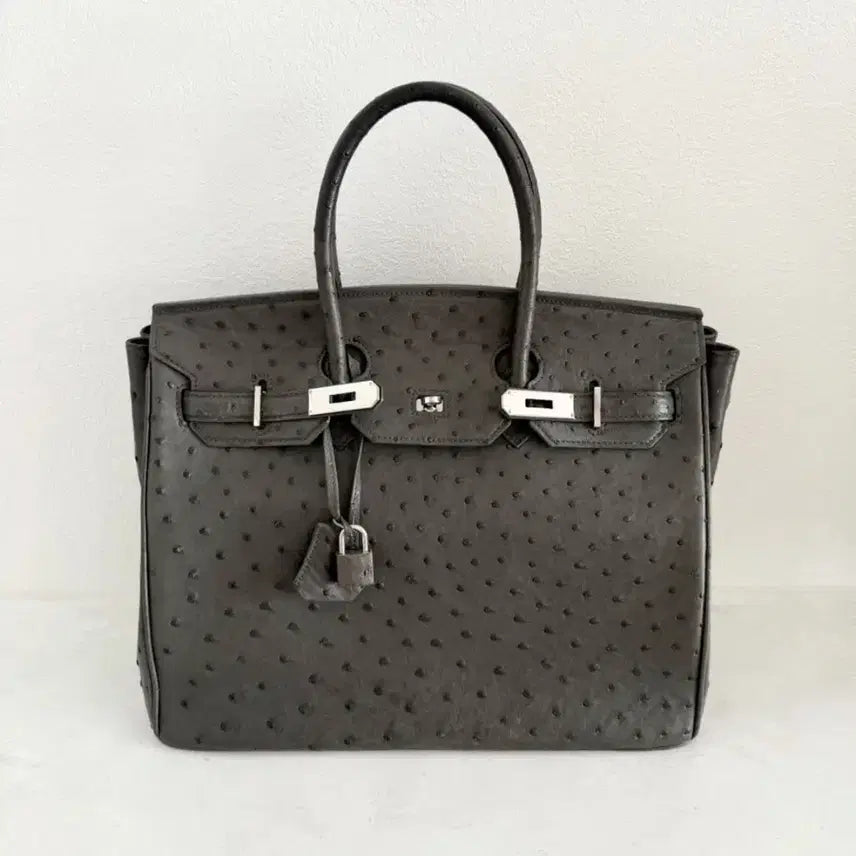 [BUNJANG] Ostrich Leather Birkin Style Tote Bag / 타조백