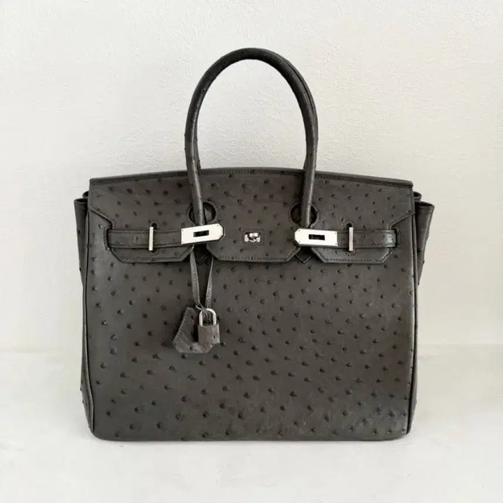 [BUNJANG] Ostrich Leather Birkin Style Tote Bag / 타조백