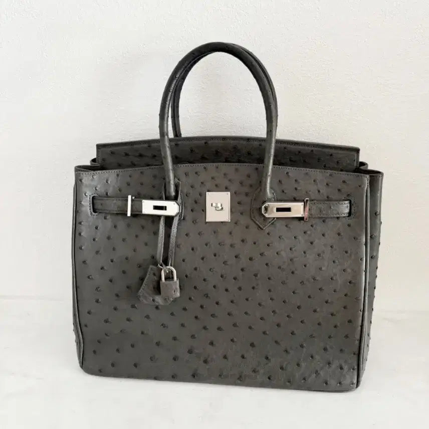 [BUNJANG] Ostrich Leather Birkin Style Tote Bag / 타조백