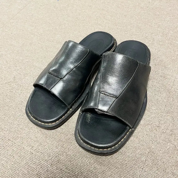 [BUNJANG] Timberland Black Leather Slide Sandals / 팀버랜드 블랙 가죽 슬리퍼