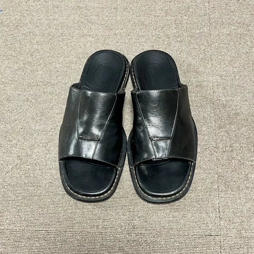 [BUNJANG] Timberland Black Leather Slide Sandals / 팀버랜드 블랙 가죽 슬리퍼