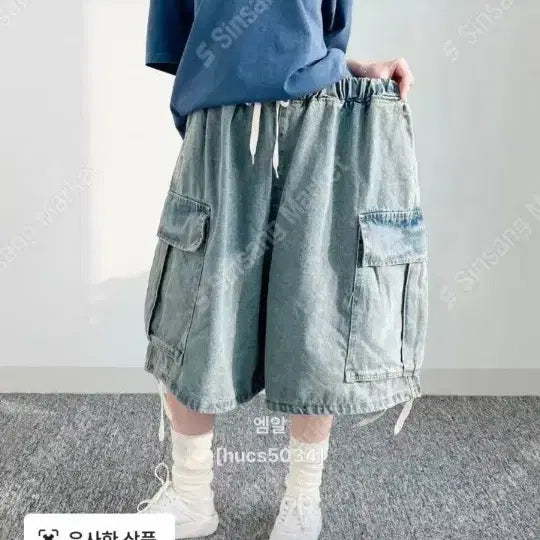 [BUNJANG] Wide Bermuda Denim Shorts / 봄 여름. 버뮤다 와이드 청 반바지  새상품. 허리32까지