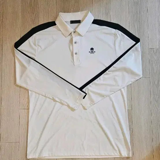 [BUNJANG] G/Fore White Long Sleeve Polo Skull Print Size 100 / 지포어 화이트 긴팔 카라티 스컬 프린팅 100