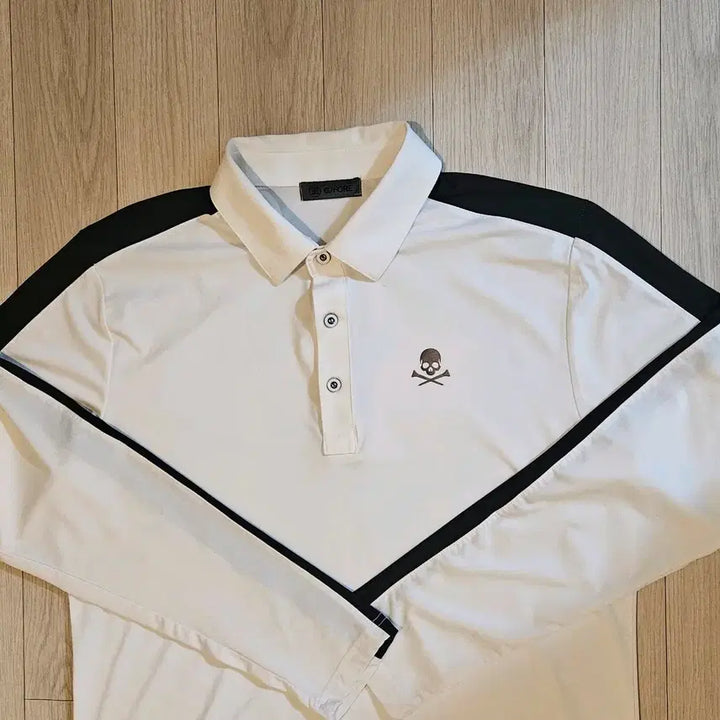 [BUNJANG] G/Fore White Long Sleeve Polo Skull Print Size 100 / 지포어 화이트 긴팔 카라티 스컬 프린팅 100