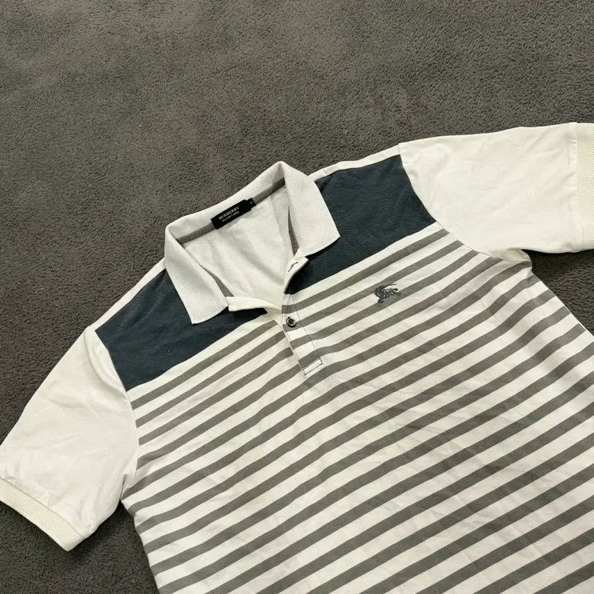 [BUNJANG] Burberry Black Label Striped Short Sleeve Polo Shirt / [정품/4] 버버리 블랙 라벨 스트라이프 반팔 폴로티