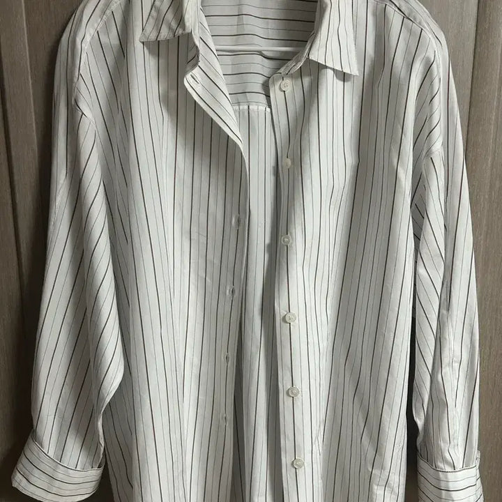 [BUNJANG] Massimo Dutti White Brown Stripe Shirt / 막시모두띠 화이트 브라운 스트라이프 셔츠