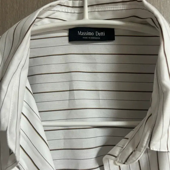 [BUNJANG] Massimo Dutti White Brown Stripe Shirt / 막시모두띠 화이트 브라운 스트라이프 셔츠