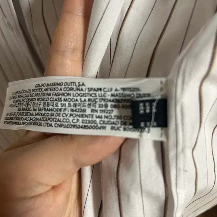 [BUNJANG] Massimo Dutti White Brown Stripe Shirt / 막시모두띠 화이트 브라운 스트라이프 셔츠