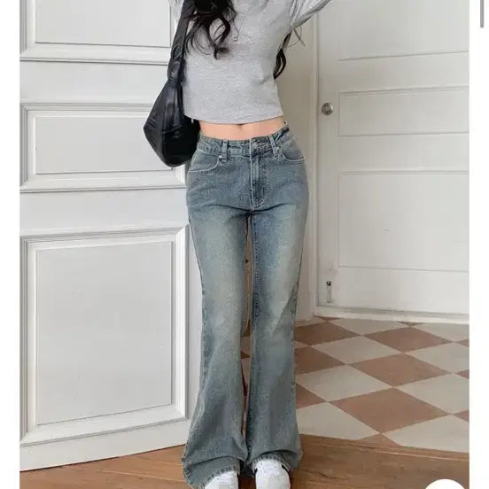 [BUNJANG] Nisome Vintage Washed Bootcut Denim Jeans Size S / 니썸 빈티지 워싱 부츠컷 데님 청바지 S