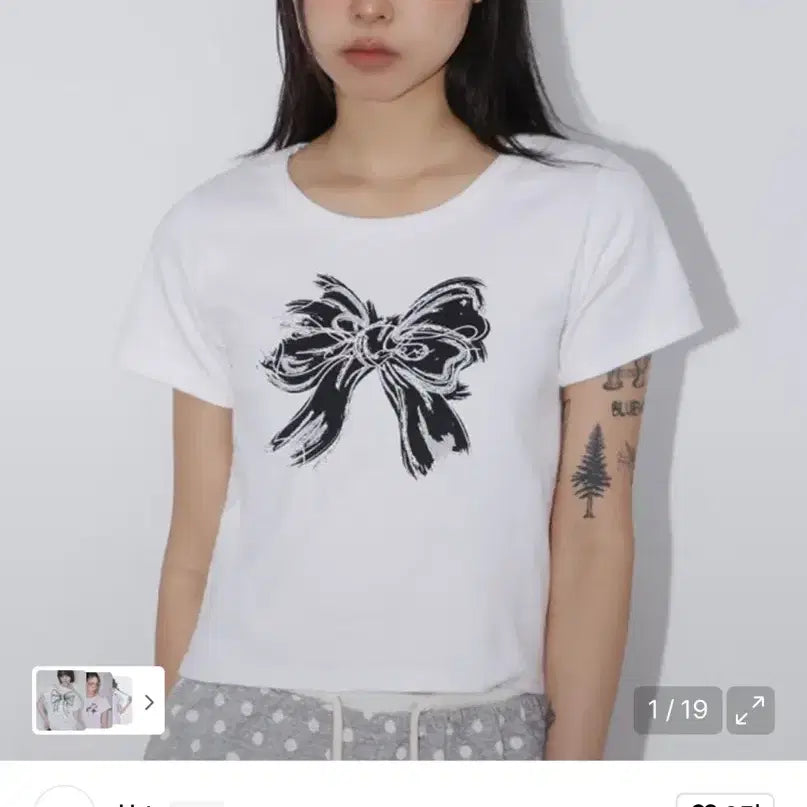 [BUNJANG] Chicks Crop T-Shirt White / 칙스 크롭 반팔티 화이트