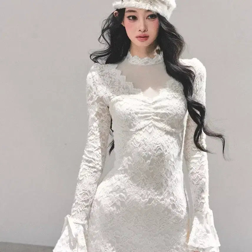 [BUNJANG] Xiaoyeyan White Lace Dress / 샤오예얀 화이트 레이스 원피스