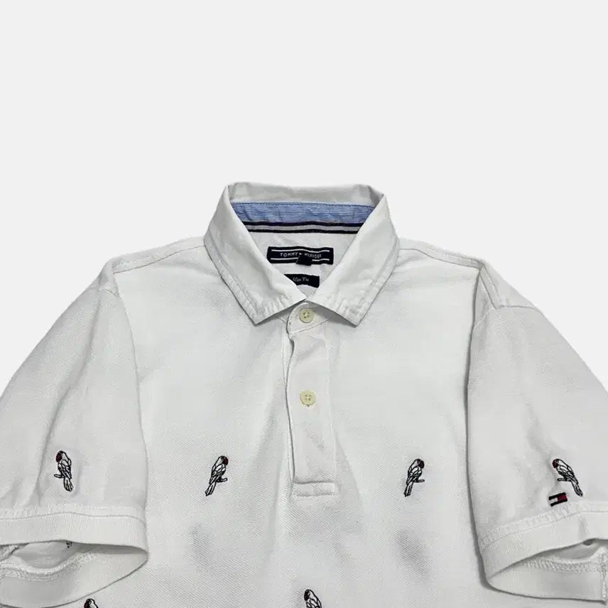 [BUNJANG] Tommy Hilfiger Parrot Embroidery Short Sleeve Polo Slim Fit / 타미힐피거 앵무새 자수 반팔 카라티 슬림핏 피케셔츠 폴로티